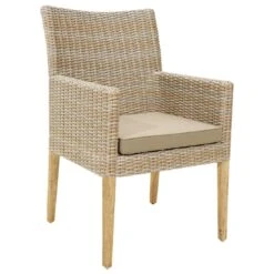 Ploß Borneo Gartensessel Akazie/ Geflecht Beige Meliert/Grau