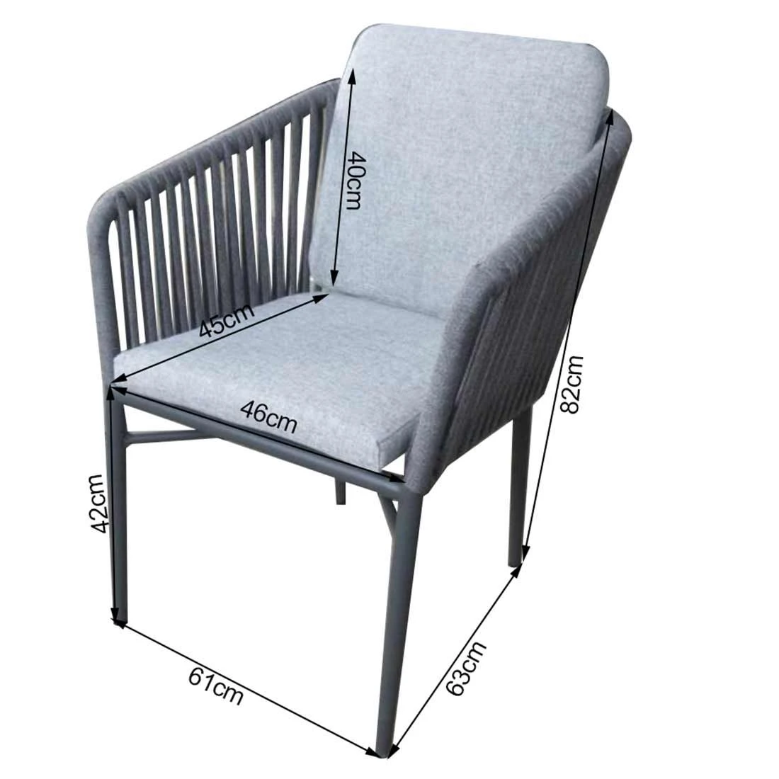 Acamp Manhattan Gartensessel Aluminium/Rope/Polster Anthrazit/Multicolor/Silbergrau – Bild 2