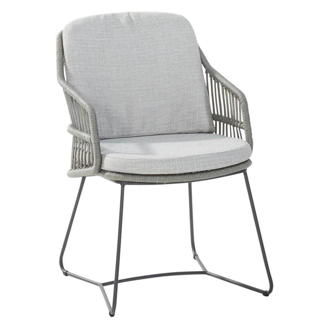 4Seasons Sempre Gartensessel Edelstahl/Rope Inkl. Kissen Anthrazit/Silbergrau