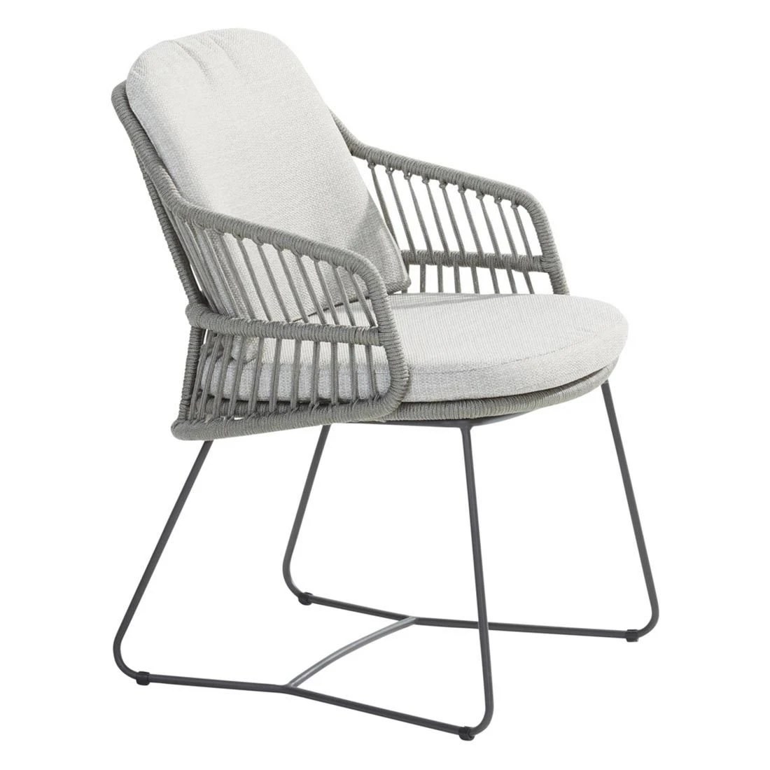 4Seasons Sempre Gartensessel Edelstahl/Rope Inkl. Kissen Anthrazit/Silbergrau – Bild 2