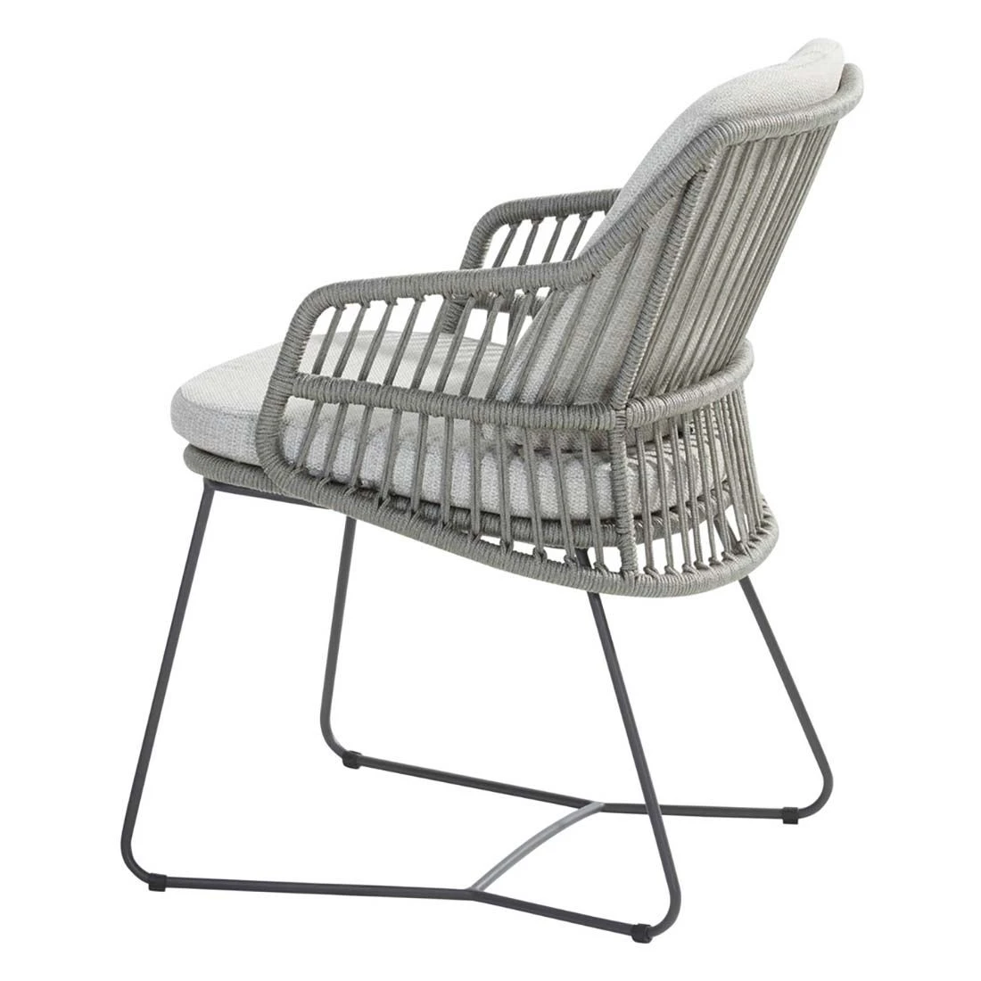 4Seasons Sempre Gartensessel Edelstahl/Rope Inkl. Kissen Anthrazit/Silbergrau – Bild 3