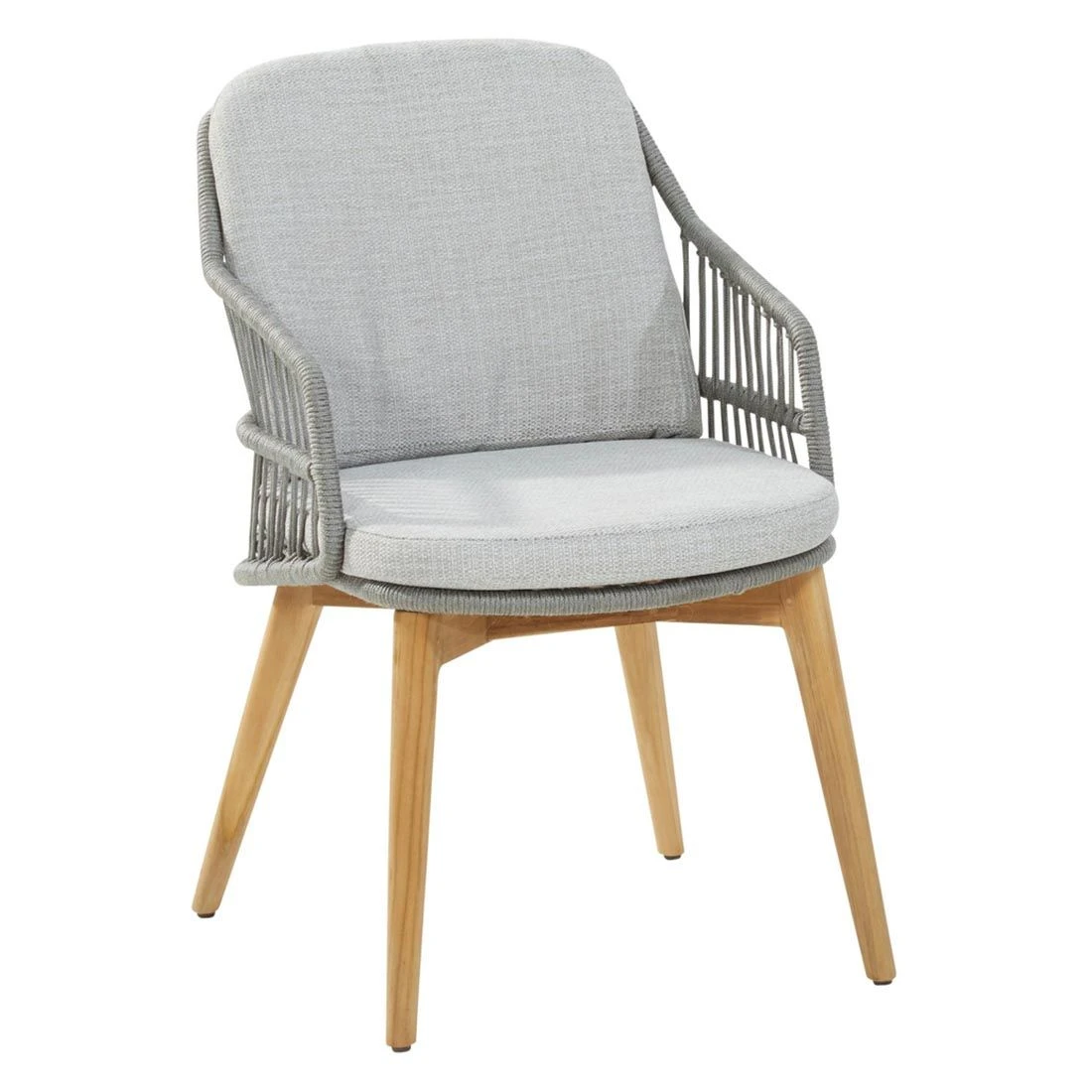 4Seasons Sempre Gartensessel Teak/Rope Inkl. Kissen Silver Grey