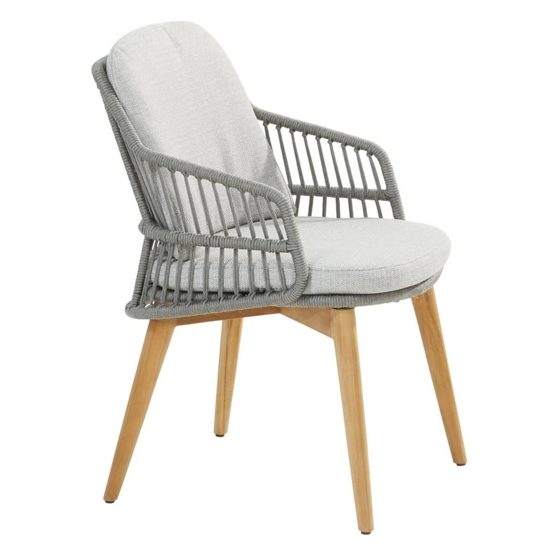 4Seasons Sempre Gartensessel Teak/Rope Inkl. Kissen Silver Grey – Bild 2