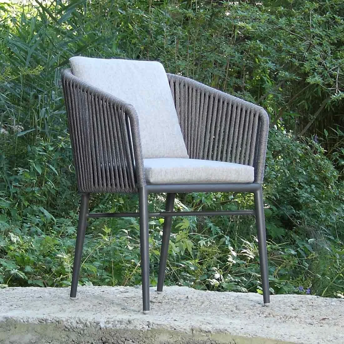 Acamp Manhattan Gartensessel Aluminium/Rope/Polster Anthrazit/Silbergrau – Bild 2