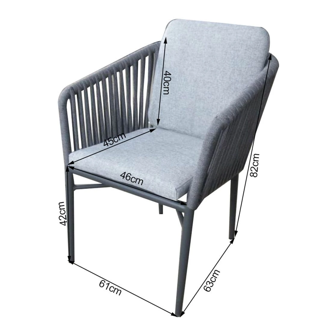 Acamp Manhattan Gartensessel Aluminium/Rope/Polster Anthrazit/Silbergrau – Bild 8