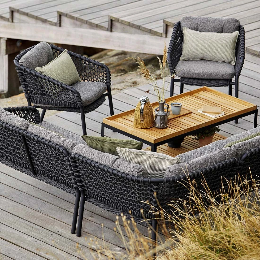 Cane-Line Ocean Loungesessel Aluminium/Rope Dark Grey – Bild 3