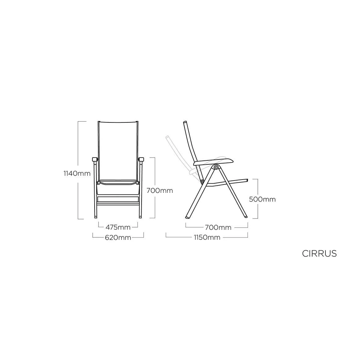 Kettler Cirrus Silver Line Klappsessel Aluminium/Outdoorgewebe Silber/Anthrazitgrau – Bild 7