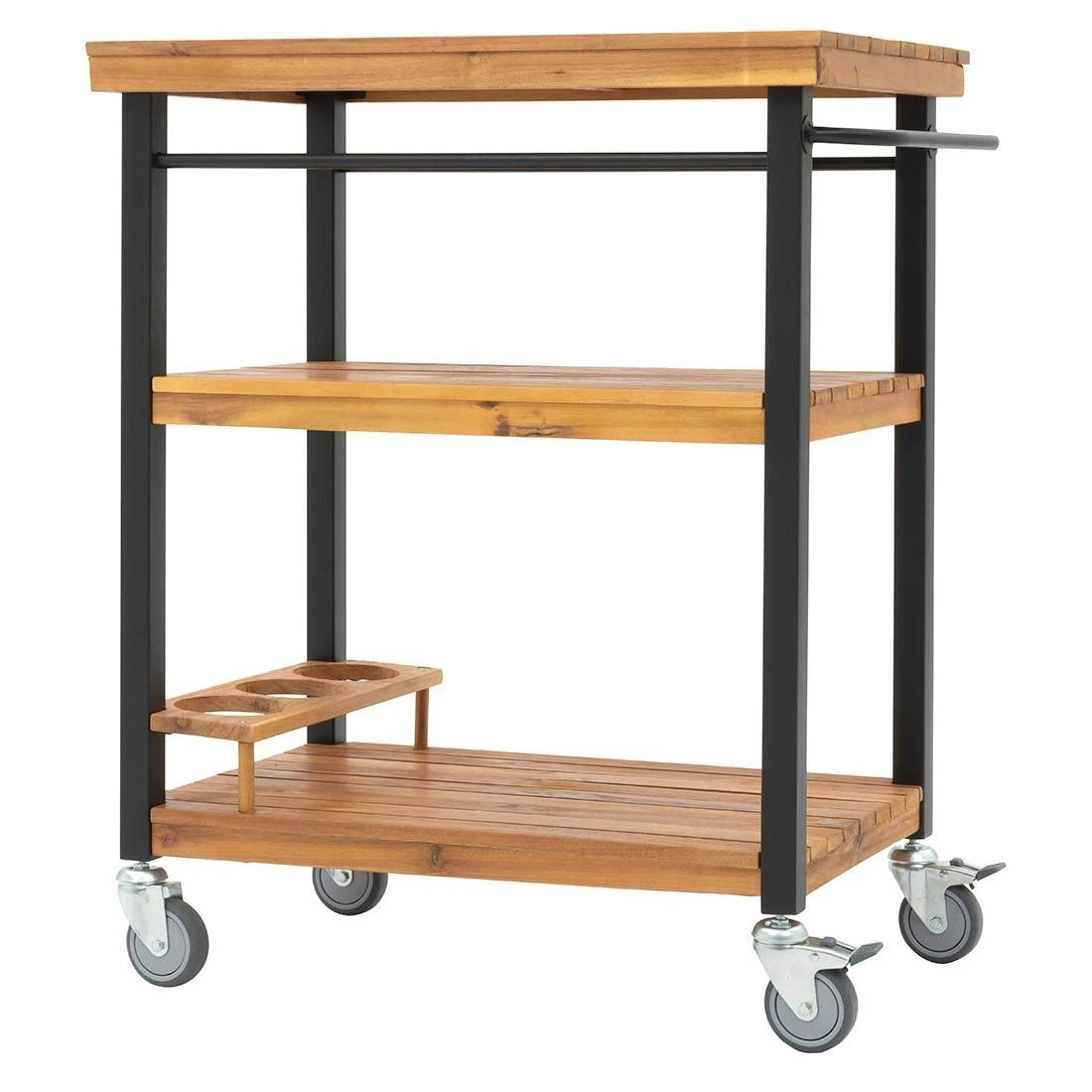 OUTLIV. Bern Servierwagen 66x43x80cm Stahl/Akazie Schwarz/Natur â Bild 3