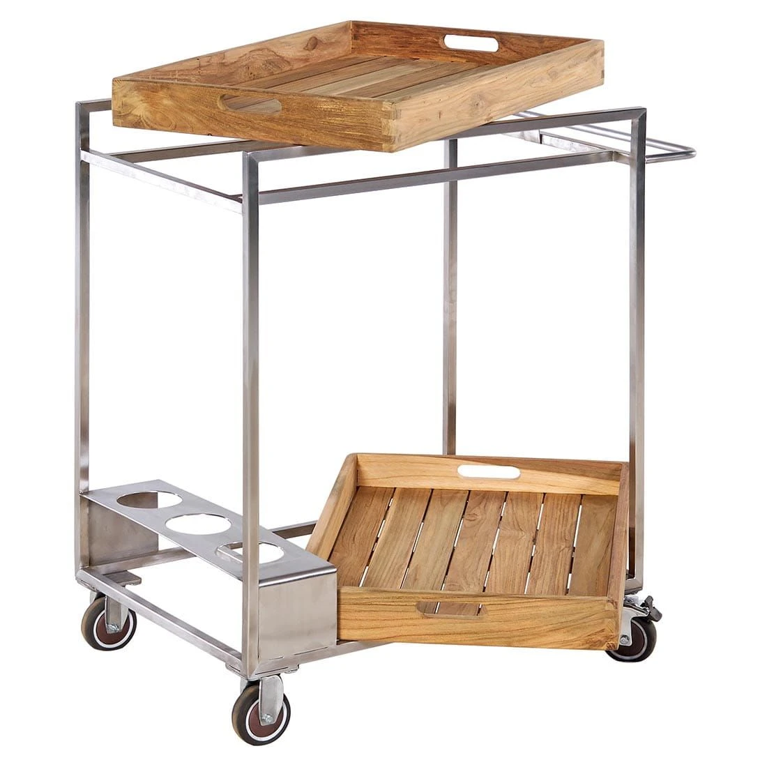 OUTLIV. Oro Servierwagen Teak Recycelt Silber/Natur â Bild 2