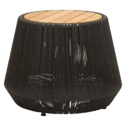 Stern Beistelltisch Ø45cm Aluminium/Rope/Teak Schiefergrau/Natur