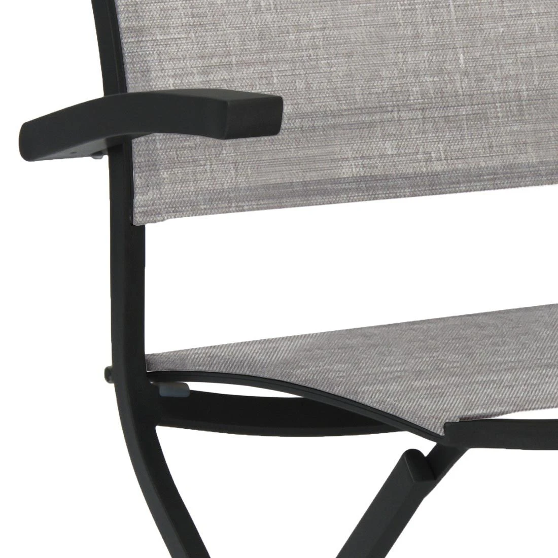 Stern Camillo Balkonklappsessel Aluminium/Textilene Schwarz Matt/Leinen Grau – Bild 2