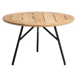 Stern Frida Beistelltisch Aluminium/Teak Schwarz Matt/Natur