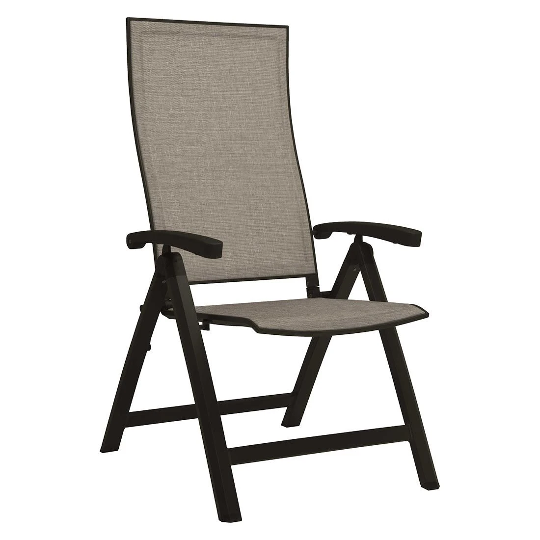 Stern Kari Klappsessel Aluminium/Textilene Schwarz Matt/Leinen Grau