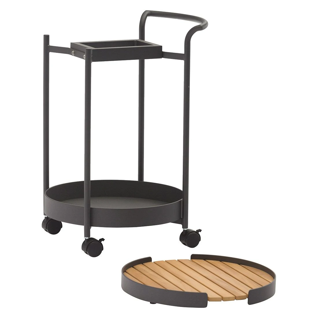 Zebra Trolley Beistelltisch 45x51,3cm Aluminium/Teak Graphit/Teak – Bild 2